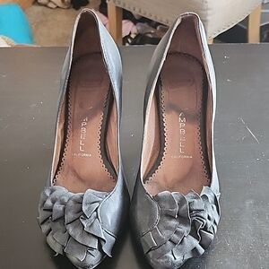 Jeffrey Campbell Black Heels with Ruffle Accent